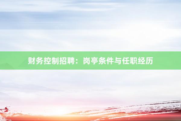 财务控制招聘：岗亭条件与任职经历